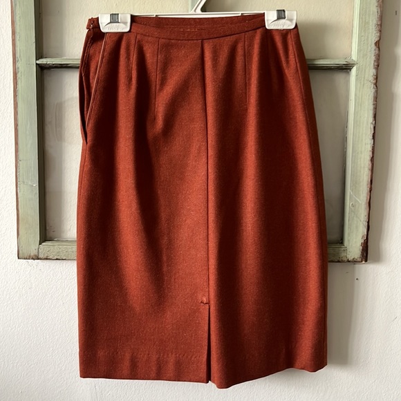 Vintage Evan Picone Two Piece Suit Pumpkin/Rust Jacket & Skirt circa 1950’s Sz S - Picture 8 of 17